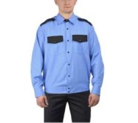 Рубашка охранника с дл рукавом голубая/черная навыпуск Арго+