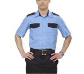Рубашка охранника короткий рукав голубая/черн Арго+