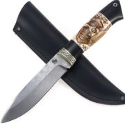 Нож Финский дамаск рог